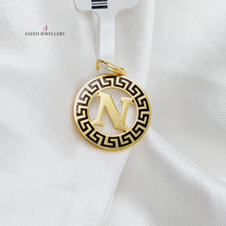 21K N Letter Pendant Made of 21K Yellow Gold by Saeed Jewelry-21661