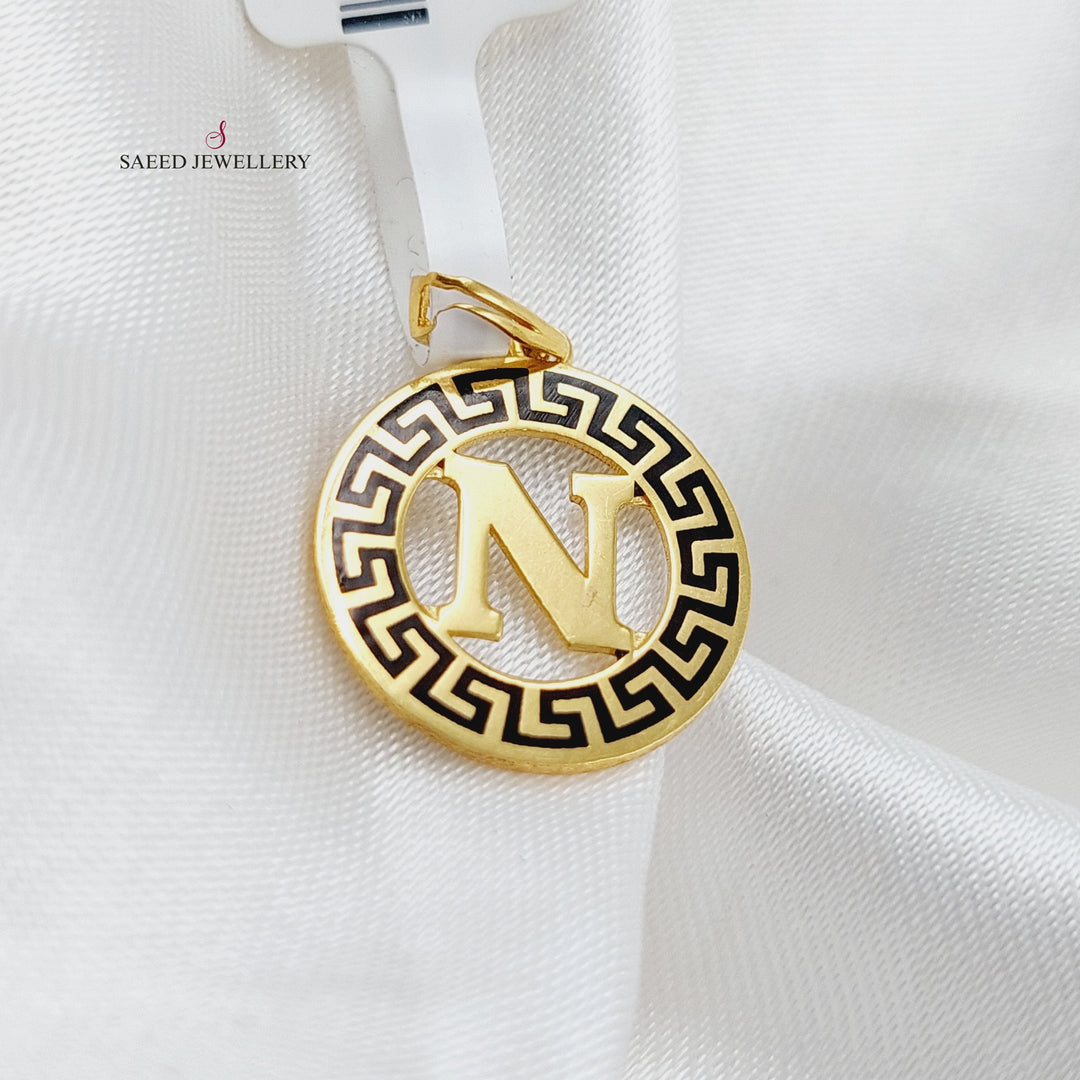 21K N Letter Pendant Made of 21K Yellow Gold by Saeed Jewelry-21661