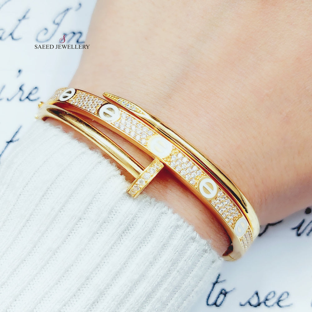 21K Nail Bracelet Made of 21K Yellow Gold by Saeed Jewelry-24612