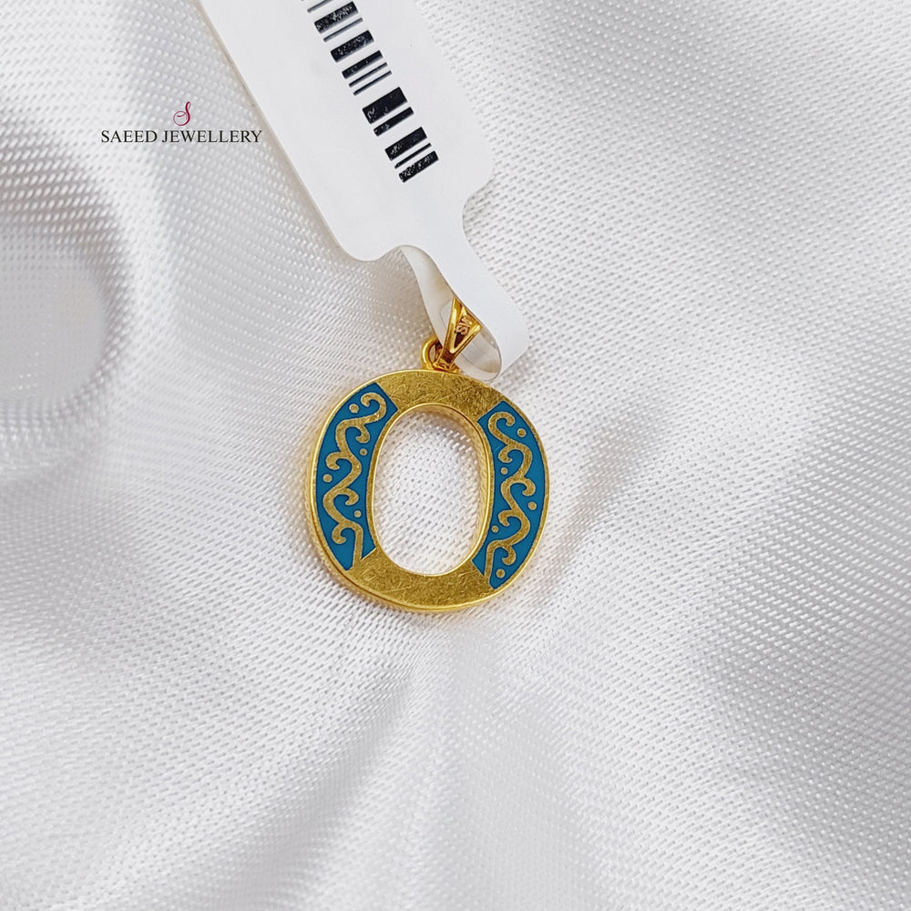 21K O Letter Pendant Made of 21K Yellow Gold by Saeed Jewelry-o-تعليقة-حرف