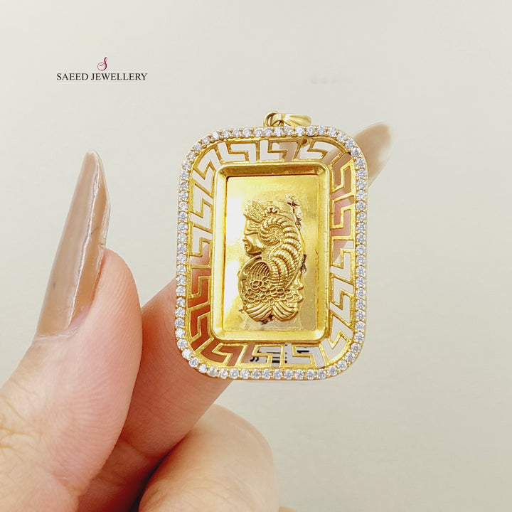 21K Ounce Shape Pendant Made of 21K Yellow Gold by Saeed Jewelry-تعليقة-اونصة