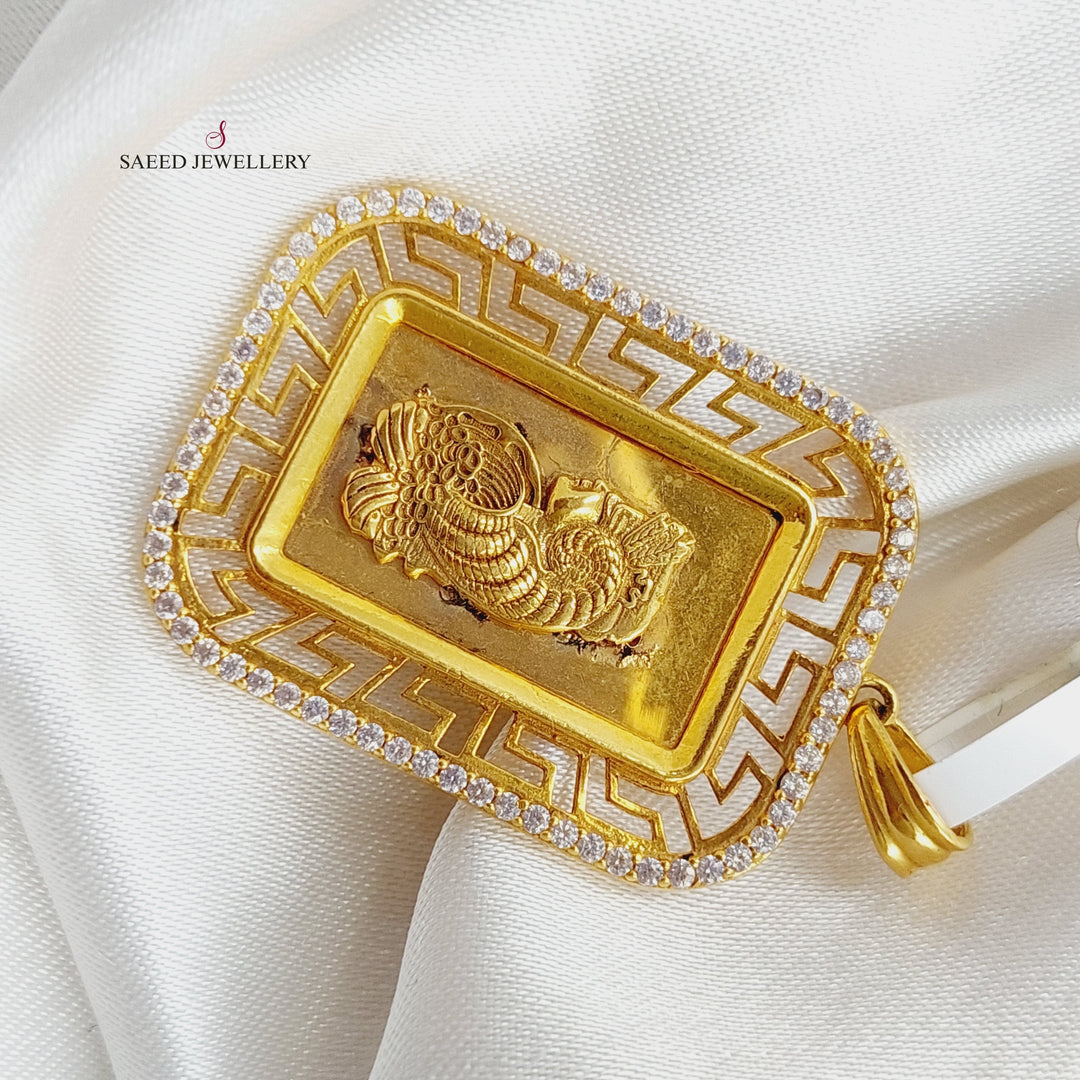 21K Ounce Shape Pendant Made of 21K Yellow Gold by Saeed Jewelry-تعليقة-اونصة