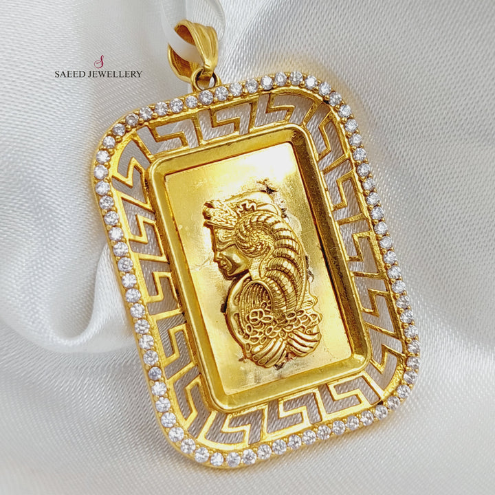 21K Ounce Shape Pendant Made of 21K Yellow Gold by Saeed Jewelry-تعليقة-اونصة