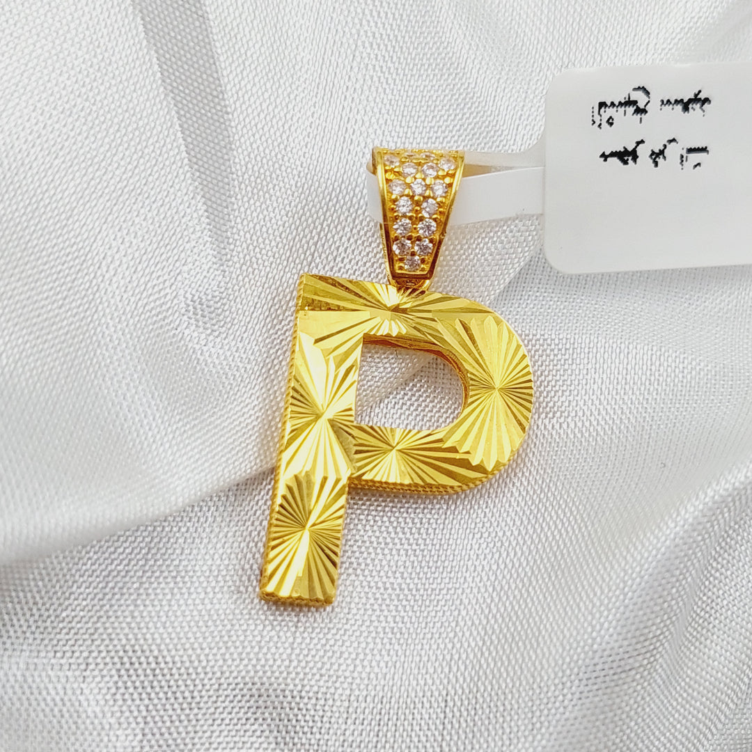 21K P Letter Pendant Made of 21K Yellow Gold by Saeed Jewelry-25603