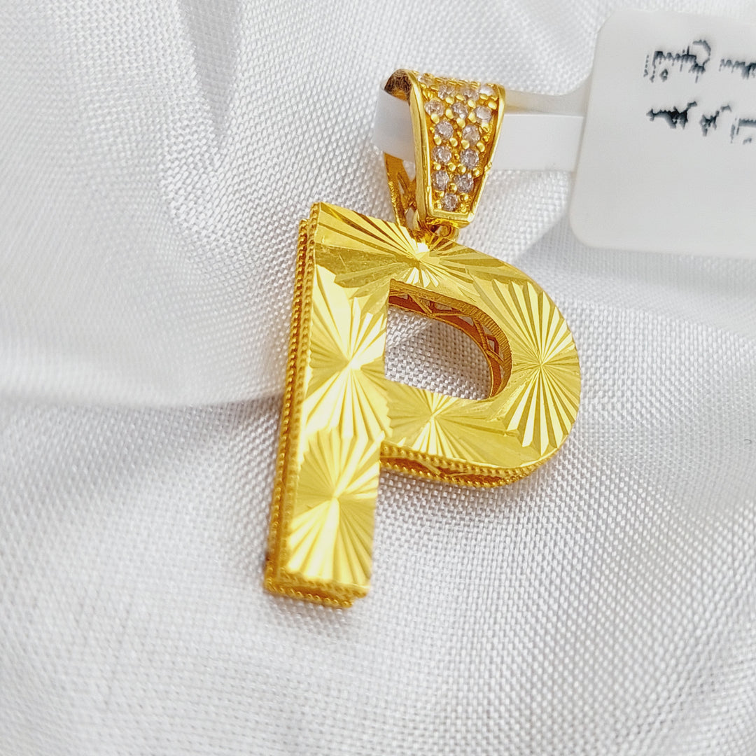 21K P Letter Pendant Made of 21K Yellow Gold by Saeed Jewelry-25603