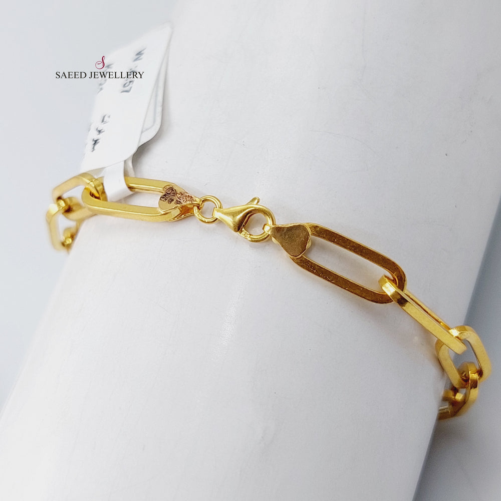 21K Gold Paperclip Bracelet by Saeed Jewelry - Image 2