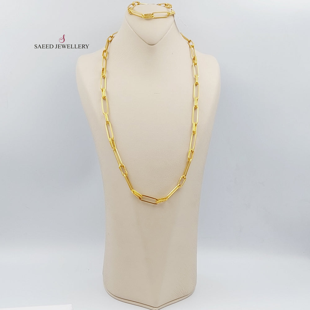 21K Paperclip Necklace Made of 21K Yellow Gold by Saeed Jewelry-عقد-تيفاني-2