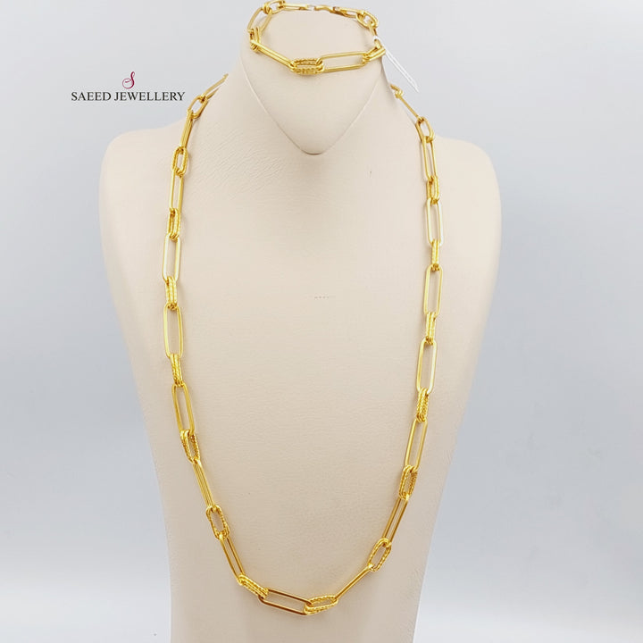 21K Gold Paperclip Necklace by Saeed Jewelry - Image 3