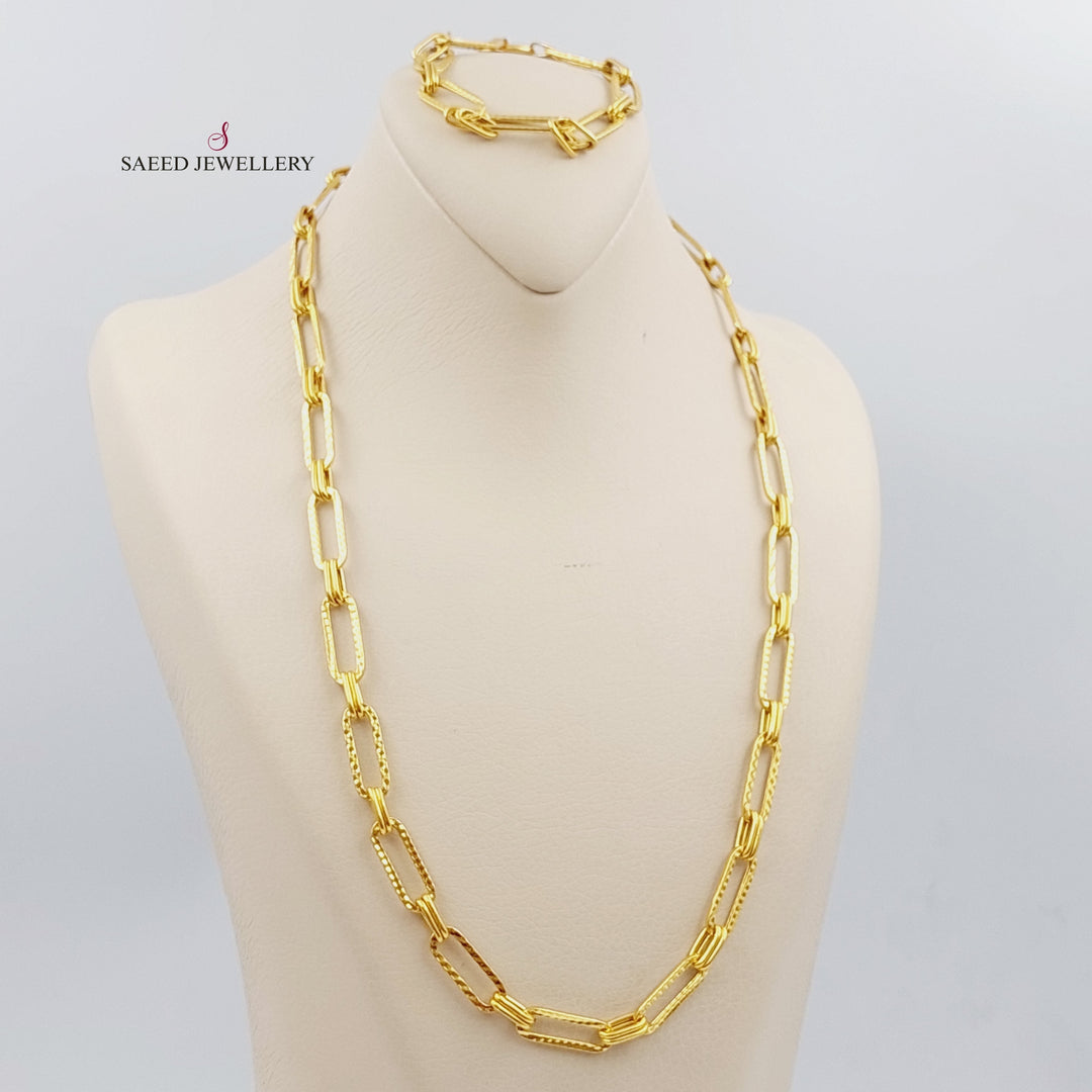 21K Paperclip Necklace without bracelet Made of 21K Yellow Gold by Saeed Jewelry-عقد-تيفاني