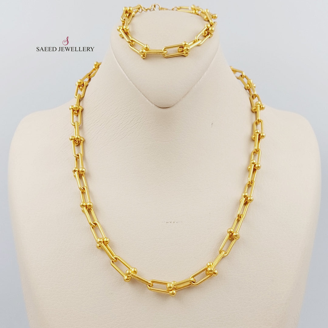 21K Paperclip Necklace<br>(Without the Bracelet) Made of 21K Yellow Gold by Saeed Jewelry-عقد-تيفاني-5