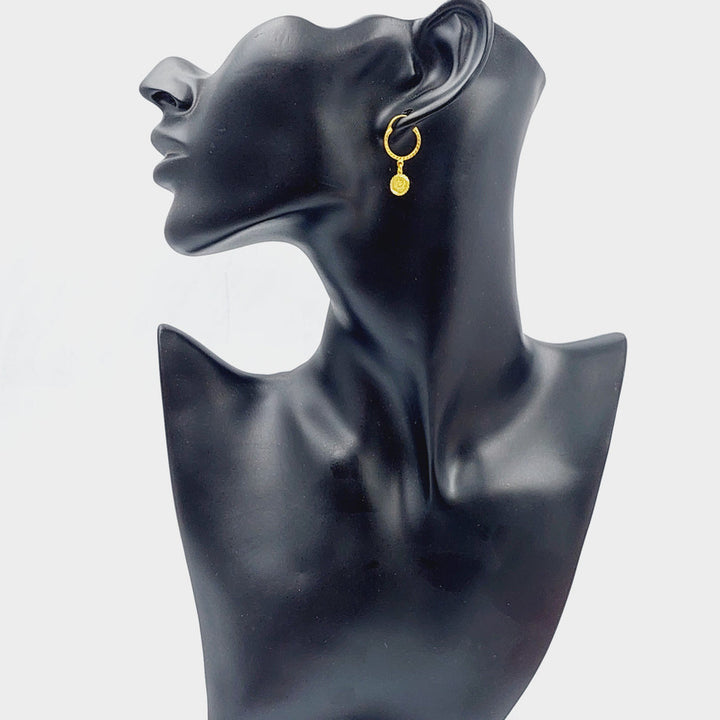 21K Rashadi Earrings Made of 21K Yellow Gold by Saeed Jewelry-25699