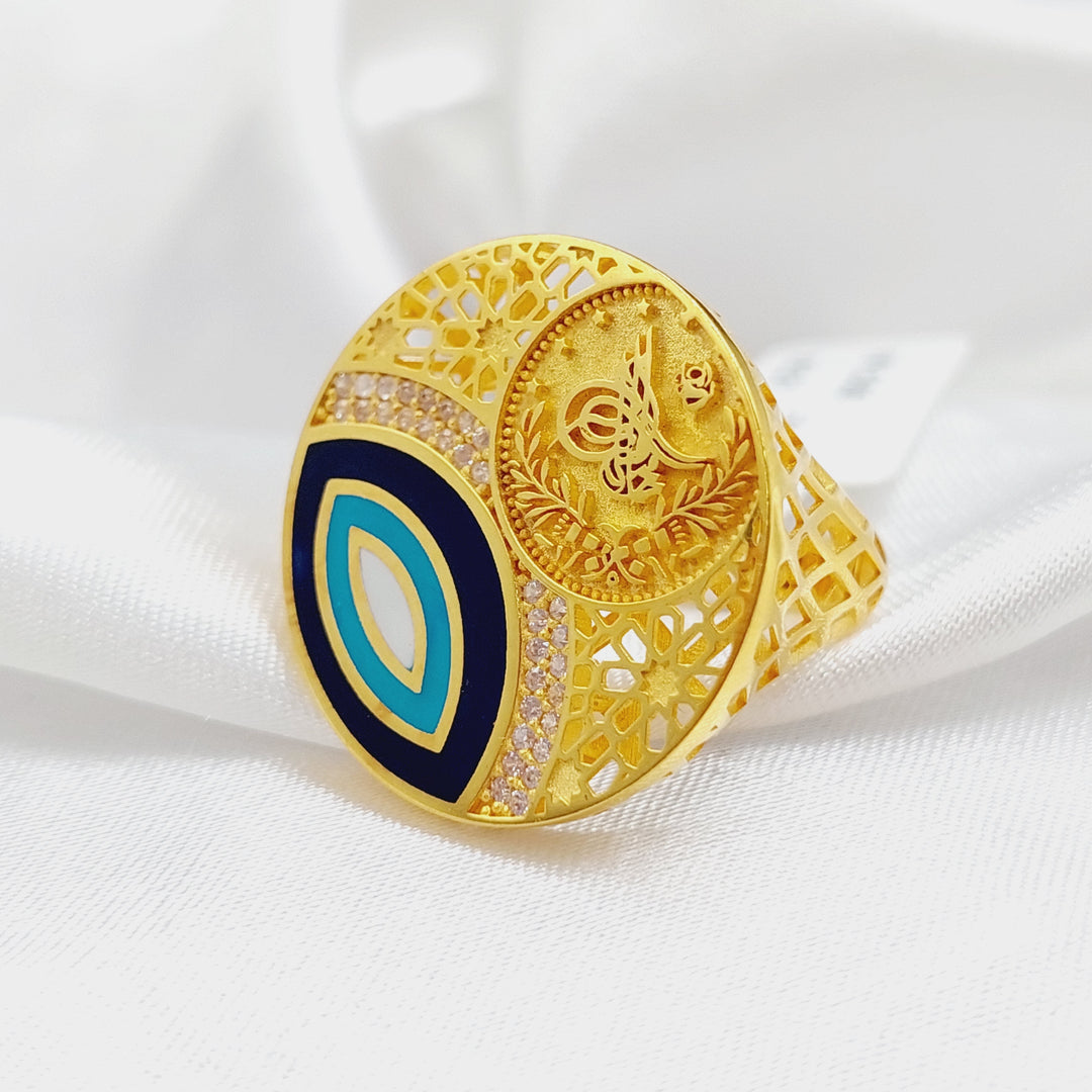 21K Rashadi Enamel Ring Made of 21K Yellow Gold by Saeed Jewelry-26514