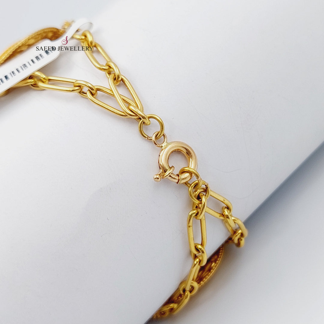 21K Rashadi Fancy Bracelet Made of 21K Yellow Gold by Saeed Jewelry-اسوارة-ليرات-رشادي-اكسترا