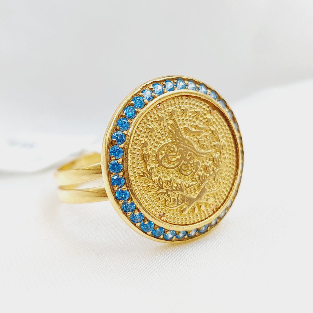 21K Rashadi Zirconia Ring Made of 21K Yellow Gold by Saeed Jewelry-16605