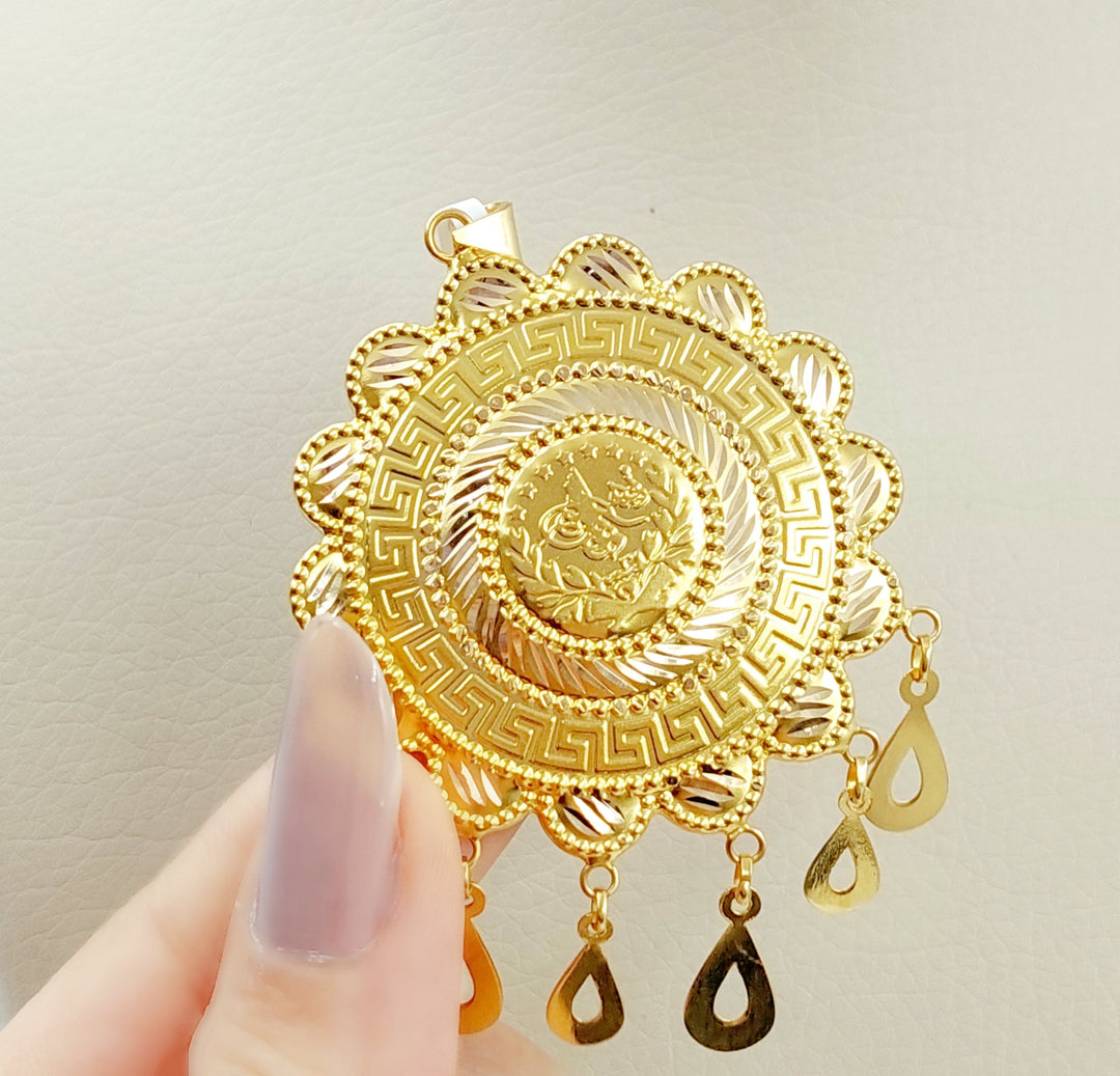 21K Rashadi dinar Pendant Made of 21K Yellow Gold by Saeed Jewelry-25156