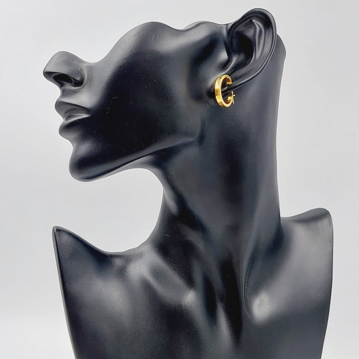 21K Rounded Earrings Made of 21K Yellow Gold by Saeed Jewelry-25313