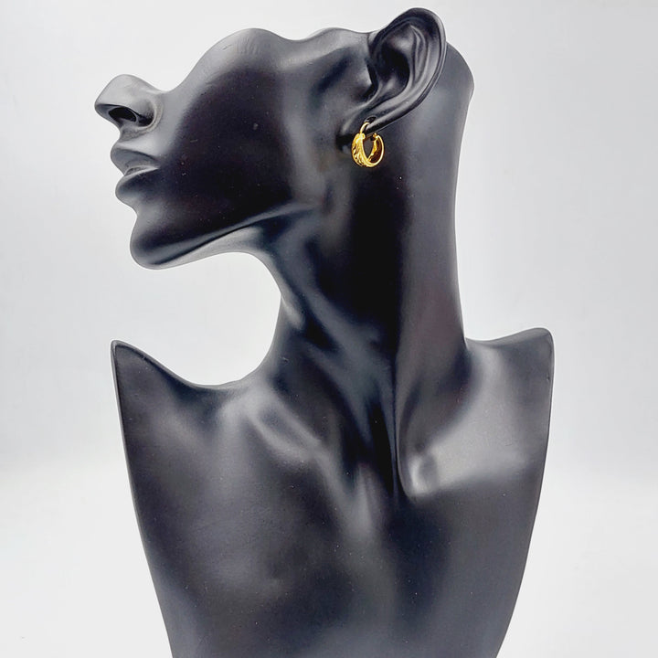 21K Rounded Earrings Made of 21K Yellow Gold by Saeed Jewelry-25574