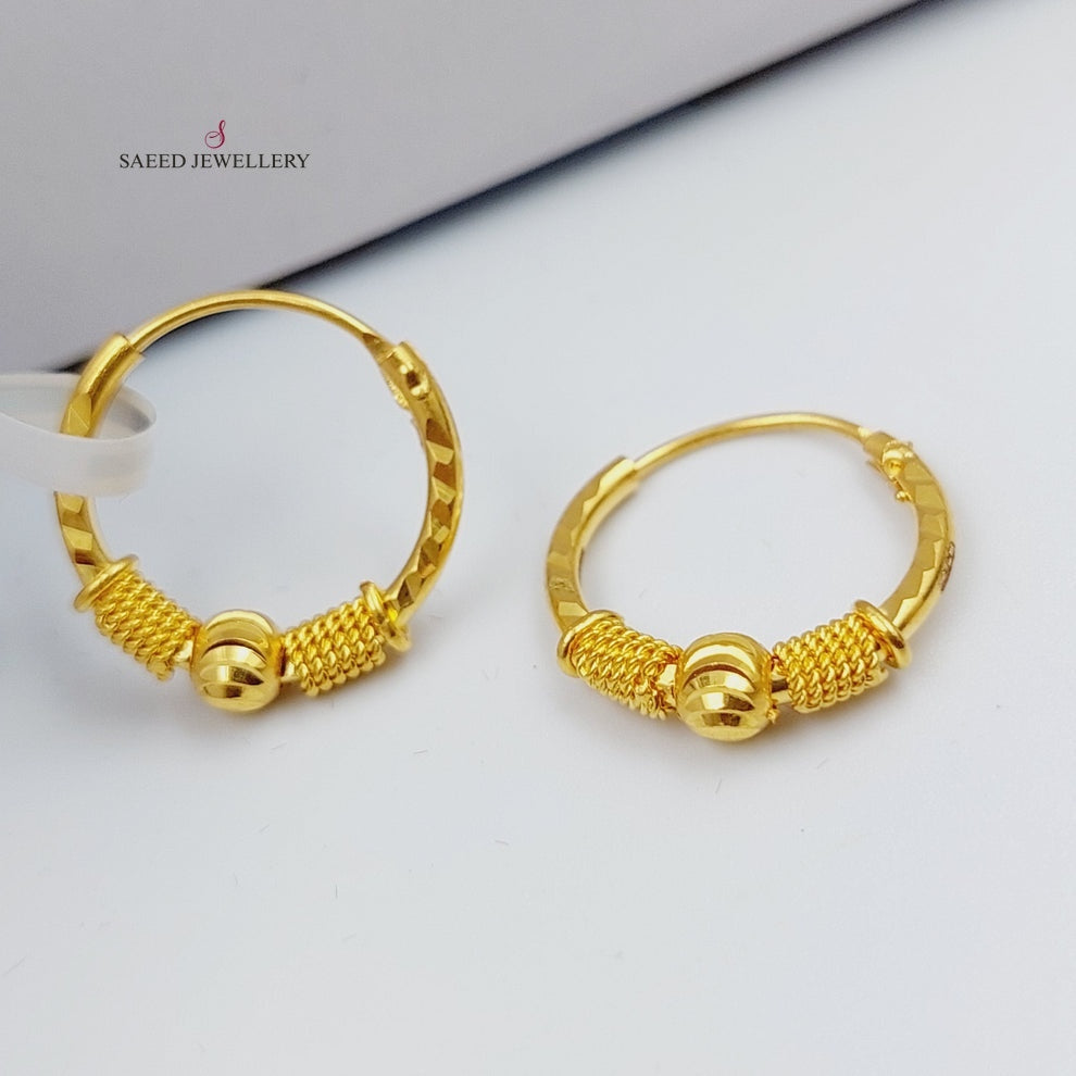 21K Rounded Earrings Made of 21K Yellow Gold by Saeed Jewelry-26731