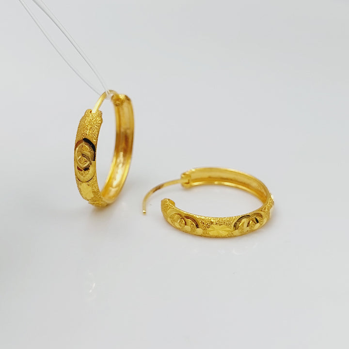 21K Rounded Earrings Made of 21K Yellow Gold by Saeed Jewelry-26900