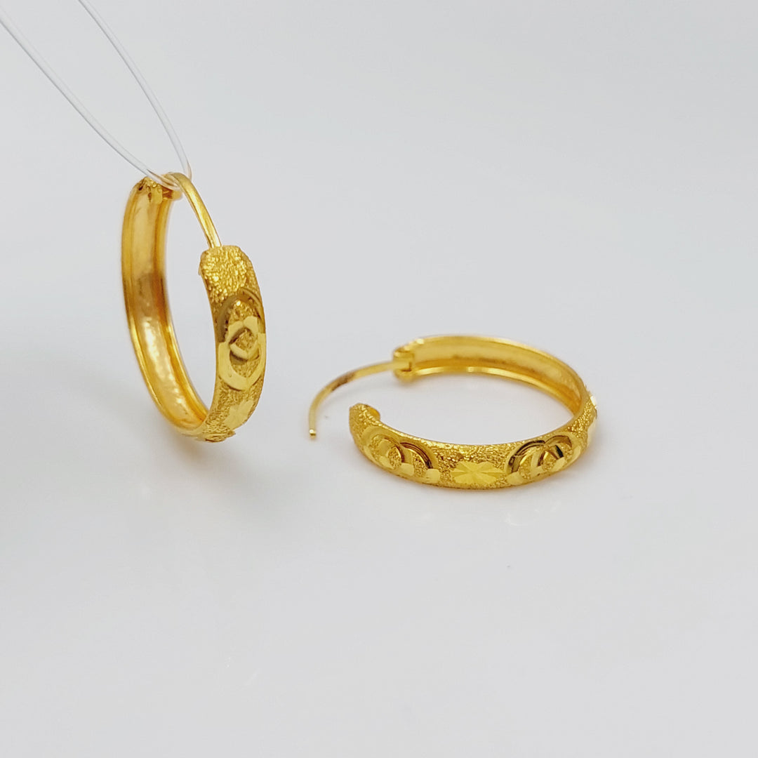 21K Rounded Earrings Made of 21K Yellow Gold by Saeed Jewelry-26900