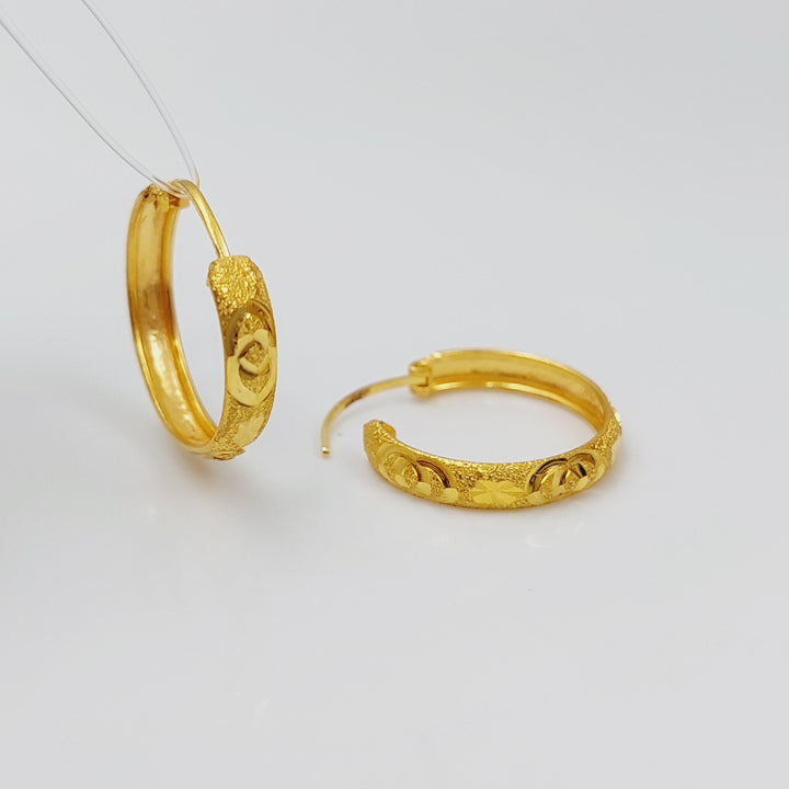 21K Rounded Earrings Made of 21K Yellow Gold by Saeed Jewelry-26900