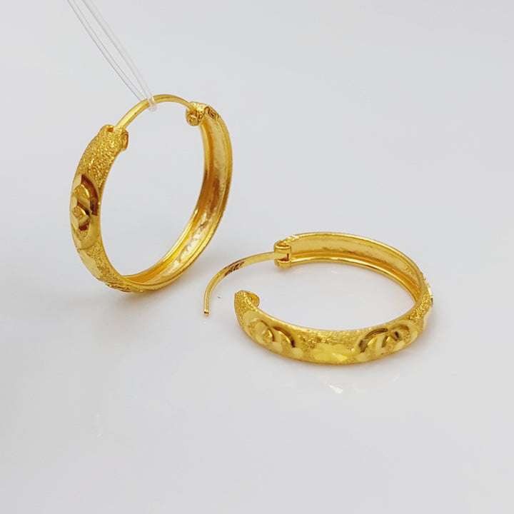 21K Rounded Earrings Made of 21K Yellow Gold by Saeed Jewelry-26900