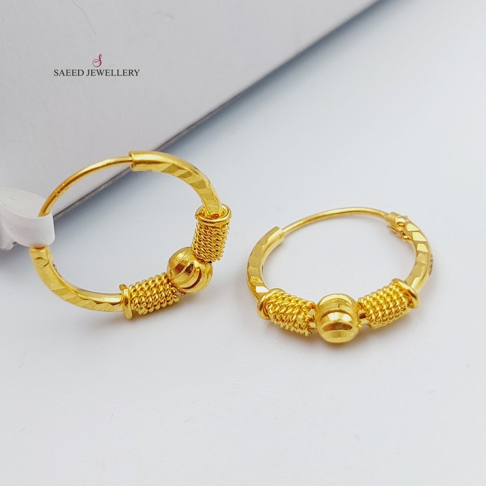 21K Rounded Earrings Made of 21K Yellow Gold by Saeed Jewelry-26904