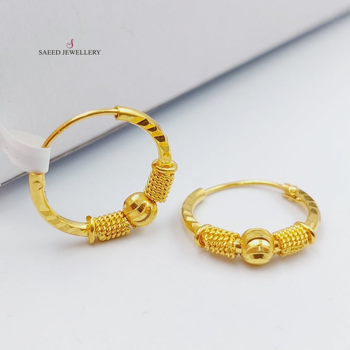 21K Rounded Earrings Made of 21K Yellow Gold by Saeed Jewelry-26904