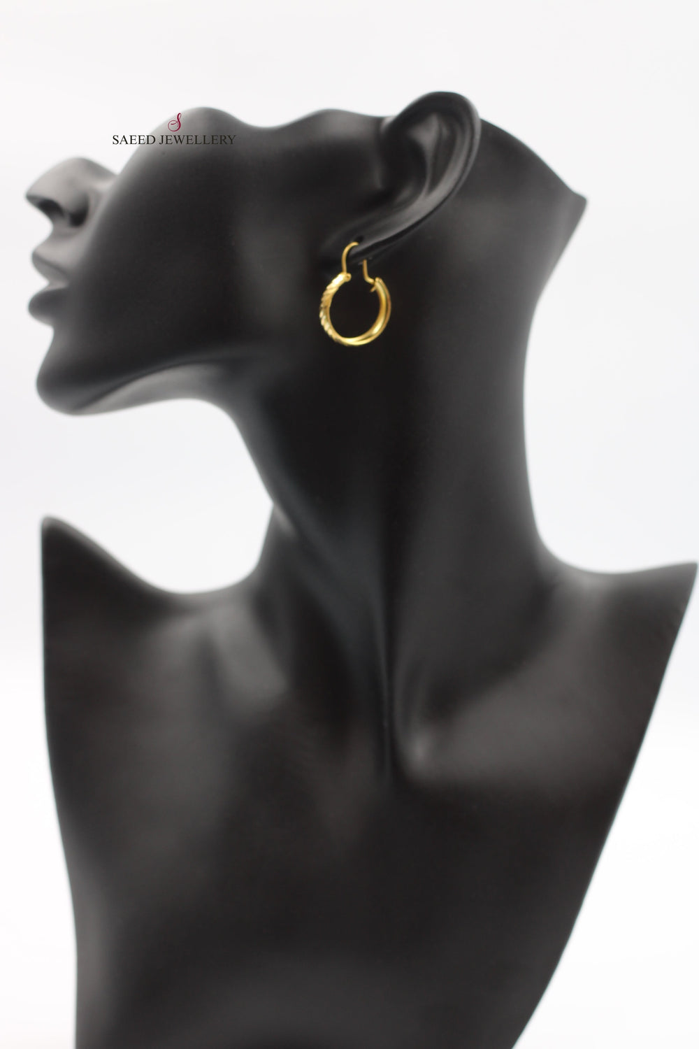 21K Rounded Earrings Made of 21K Yellow Gold by Saeed Jewelry-حلق-ذبلة-3