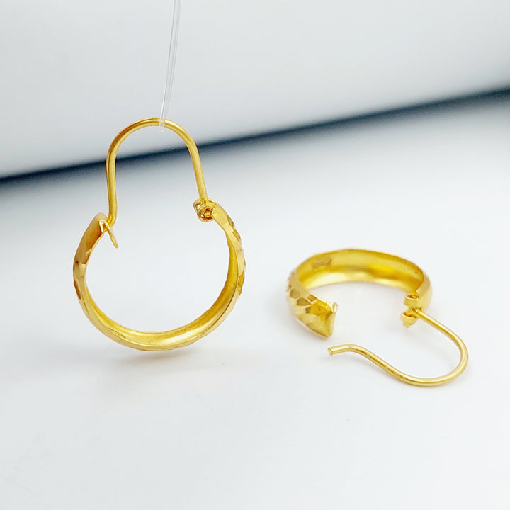 21K Rounded Earrings Made of 21K Yellow Gold by Saeed Jewelry-حلق-ذبلة-3