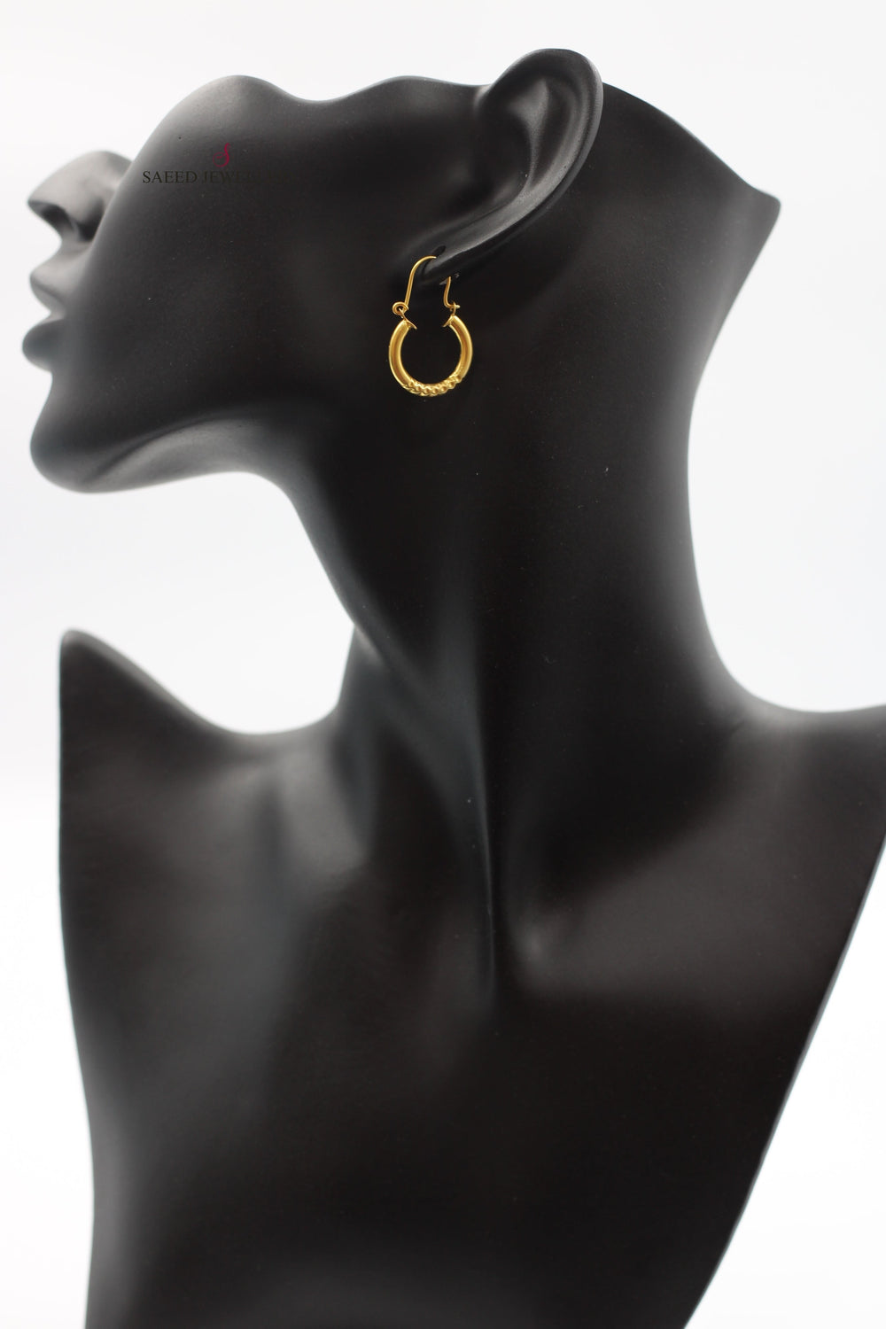 21K Rounded Earrings Made of 21K Yellow Gold by Saeed Jewelry-حلق-ذبلة-8