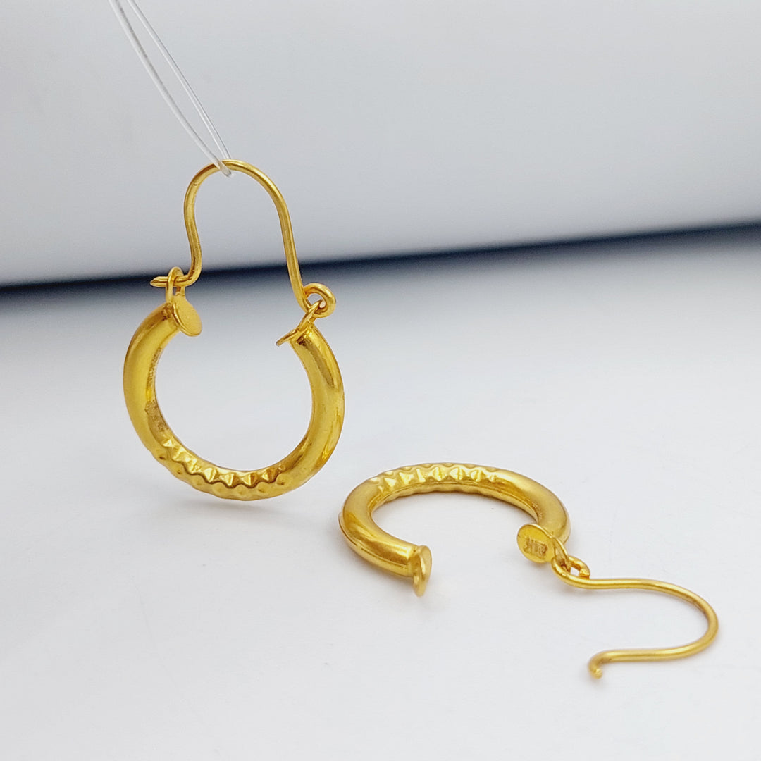 21K Rounded Earrings Made of 21K Yellow Gold by Saeed Jewelry-حلق-ذبلة-8