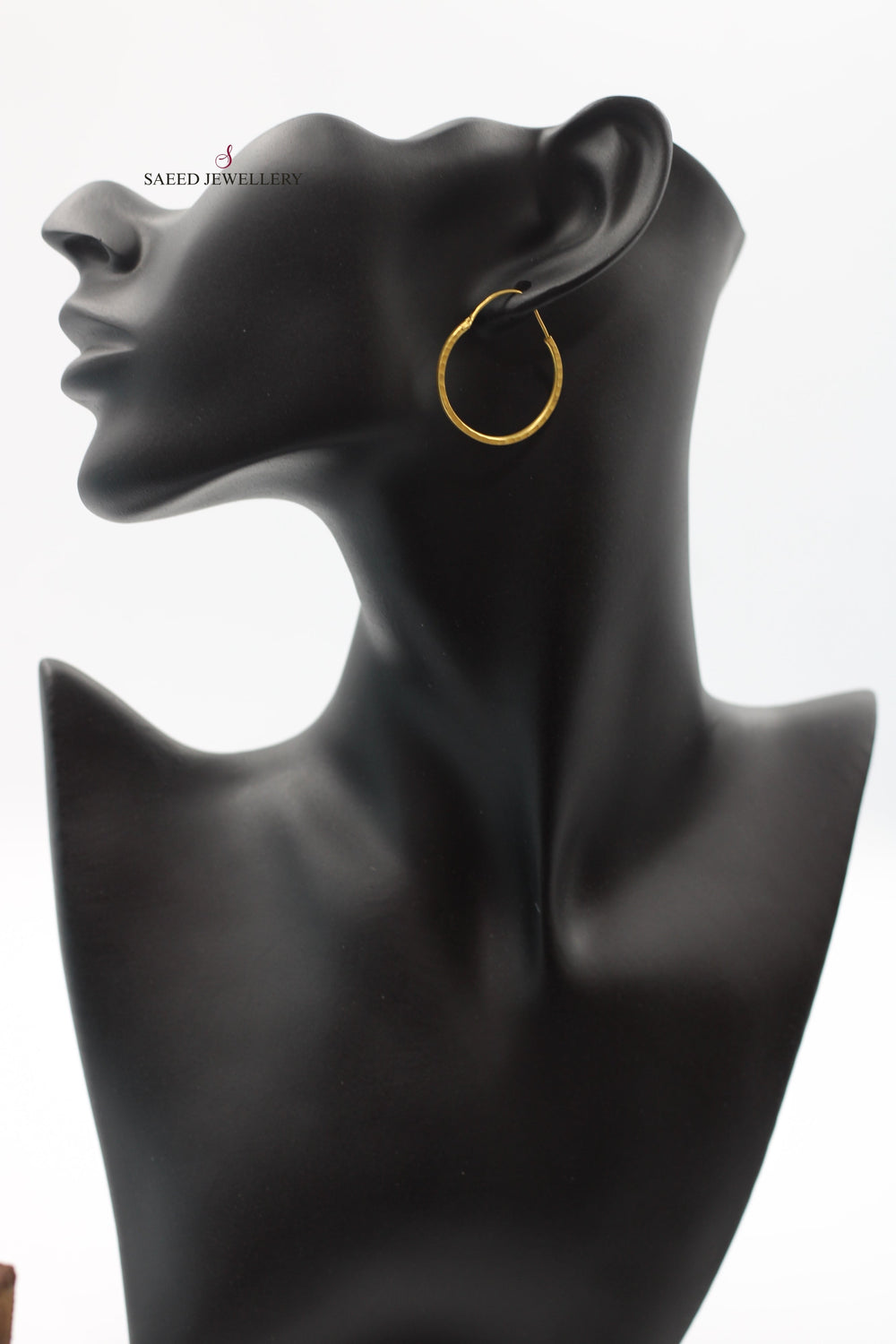 21K Rounded Earrings Made of 21K Yellow Gold by Saeed Jewelry-حلق-ذبلة-كبير