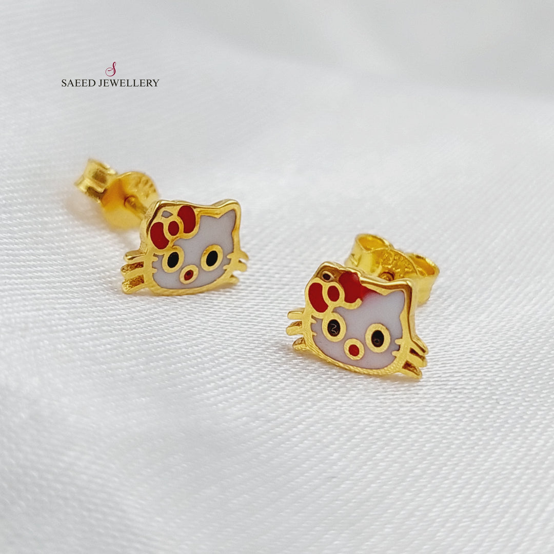 21K Screw Earrings Made of 21K Yellow Gold by Saeed Jewelry-22998