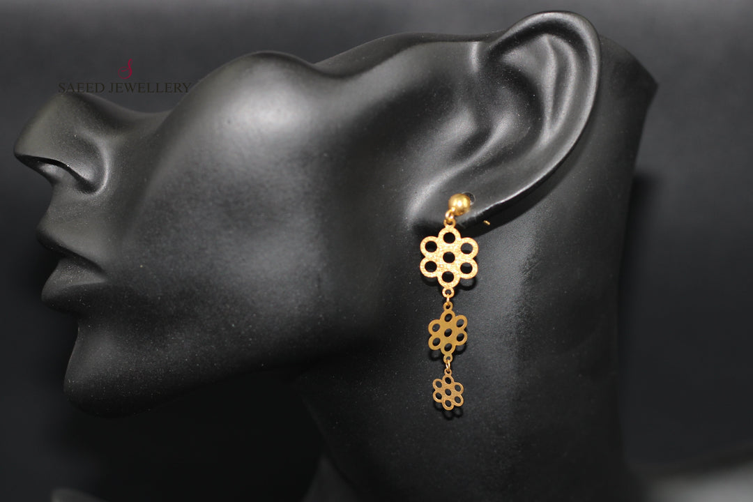 21K Screw Earrings Made of 21K Yellow Gold by Saeed Jewelry-حلق-مستورد-4