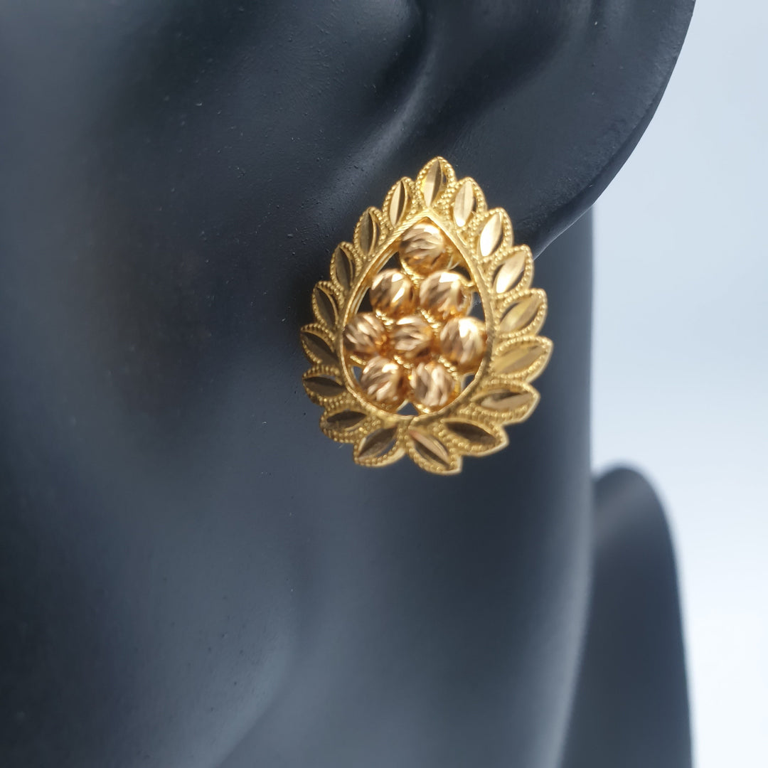 21K Screw Earrings Made of 21K Yellow Gold by Saeed Jewelry-حلق-مستورد-5