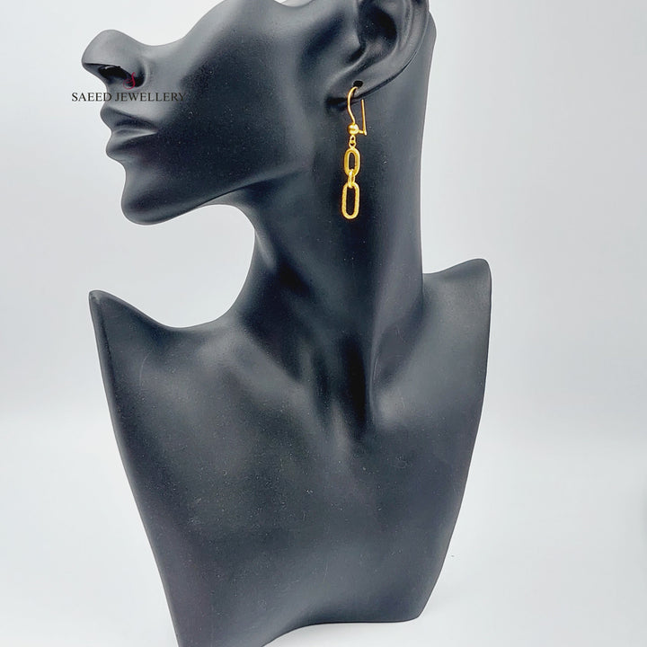 21K Shankle Earrings Made of 21K Yellow Gold by Saeed Jewelry-21386