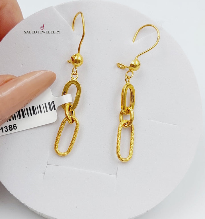 21K Shankle Earrings Made of 21K Yellow Gold by Saeed Jewelry-21386