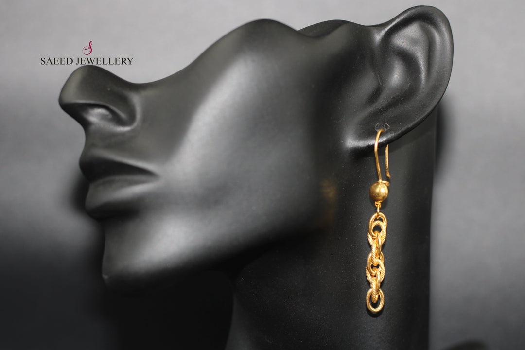 21K Shankle Earrings Made of 21K Yellow Gold by Saeed Jewelry-حلق-فرزاتشي-1