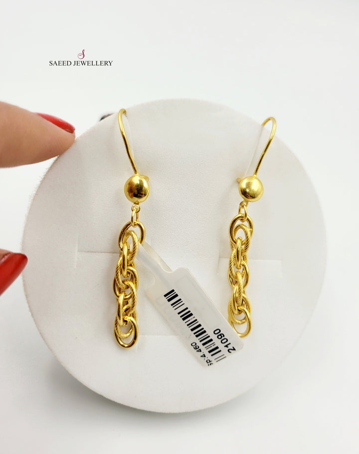 21K Shankle Earrings Made of 21K Yellow Gold by Saeed Jewelry-حلق-فرزاتشي-1