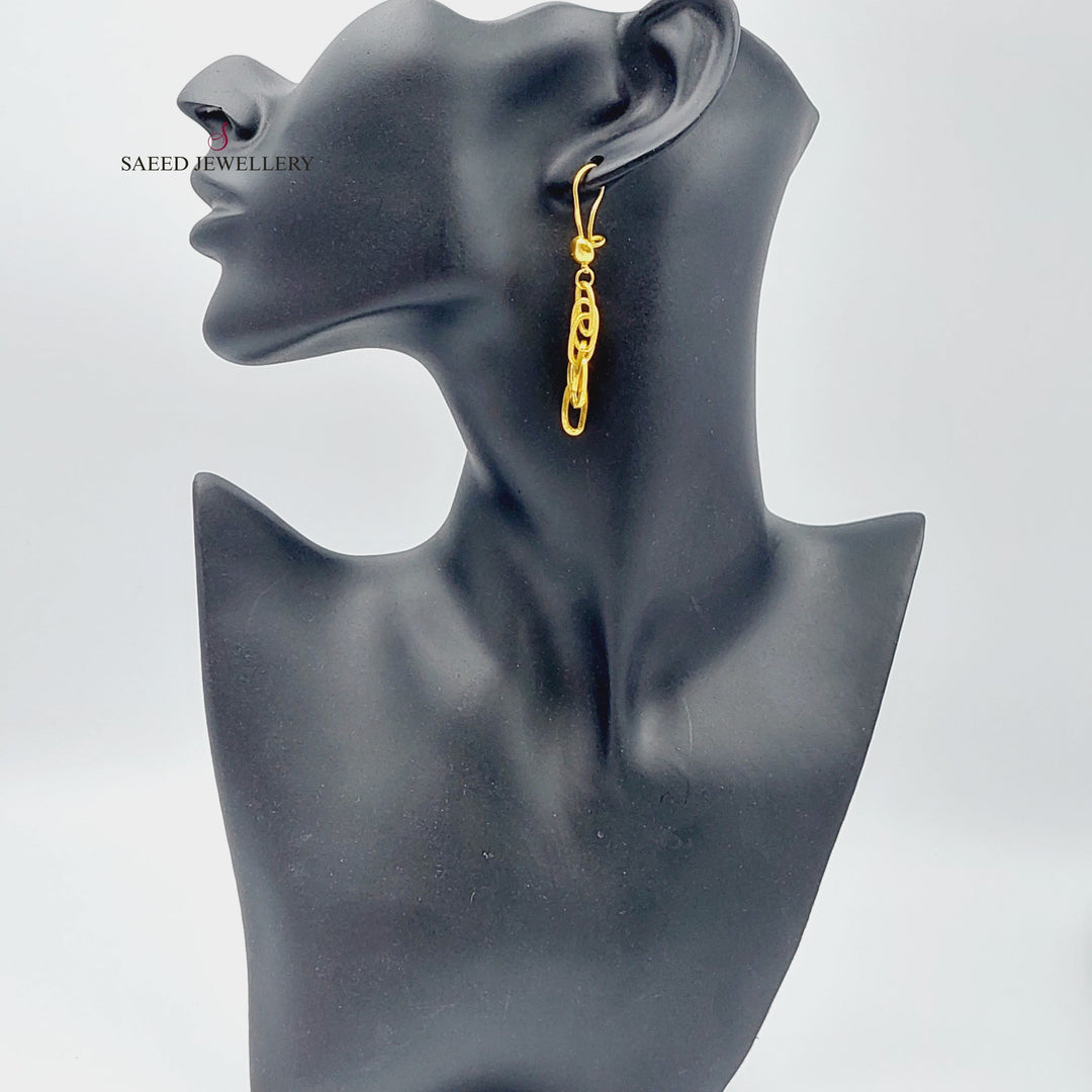 21K Shankle Earrings Made of 21K Yellow Gold by Saeed Jewelry-حلق-فرزاتشي-3