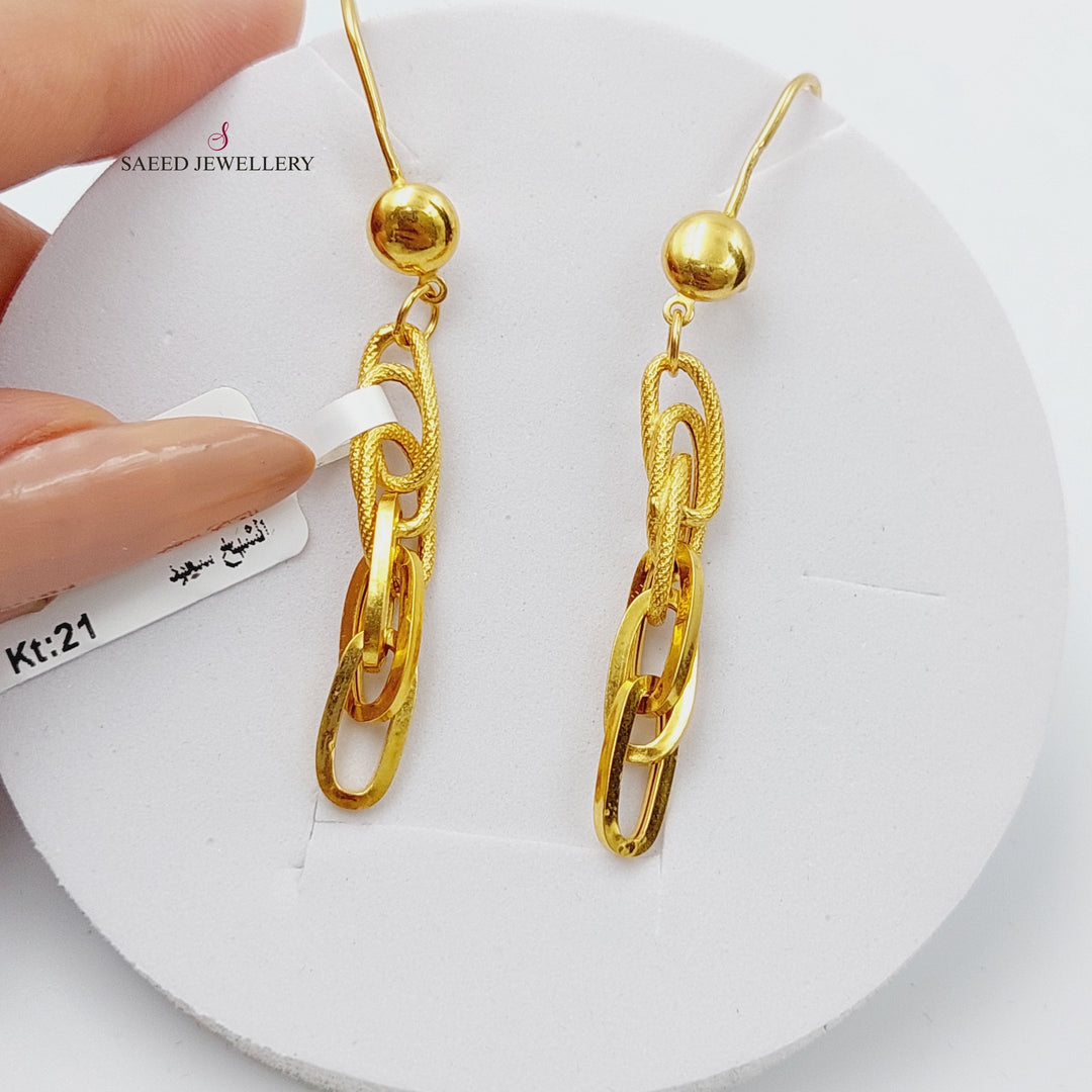 21K Shankle Earrings Made of 21K Yellow Gold by Saeed Jewelry-حلق-فرزاتشي-3