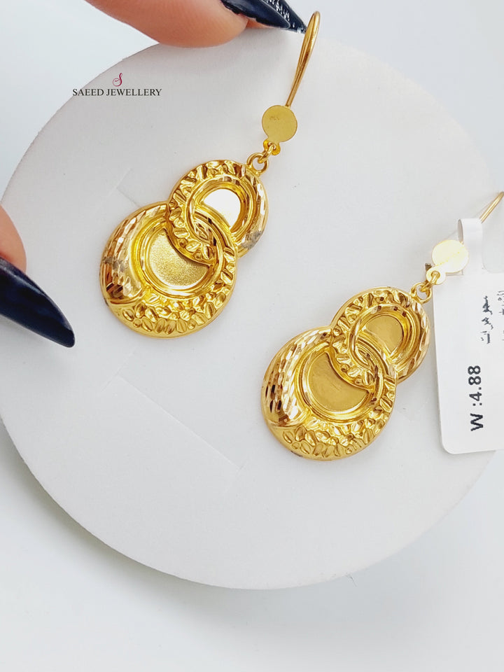 21K Shankle Earrings Made of 21K Yellow Gold by Saeed Jewelry-حلق-شنكل-6