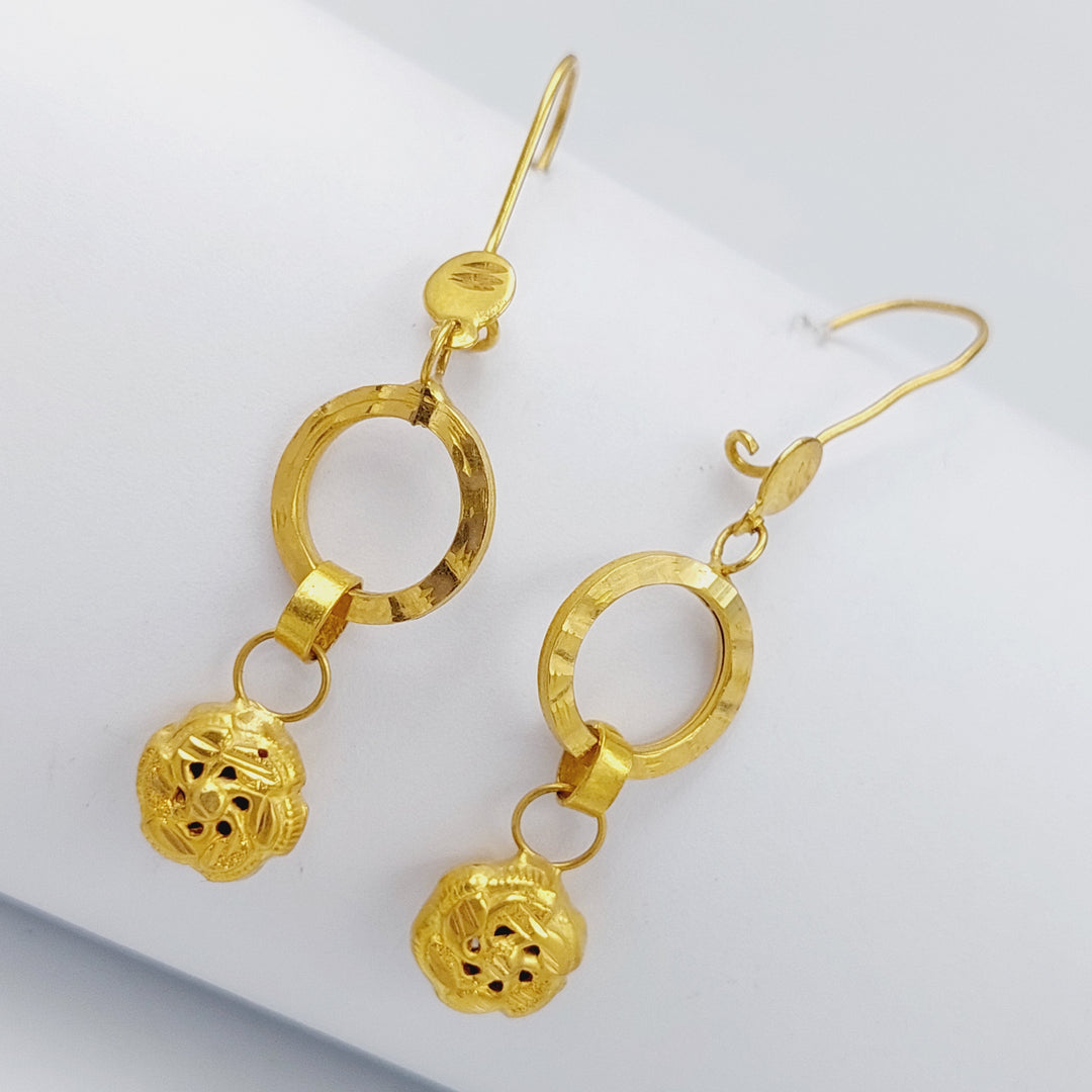 21K Shankle Earrings Made of 21K Yellow Gold by Saeed Jewelry-حلق-شنكل