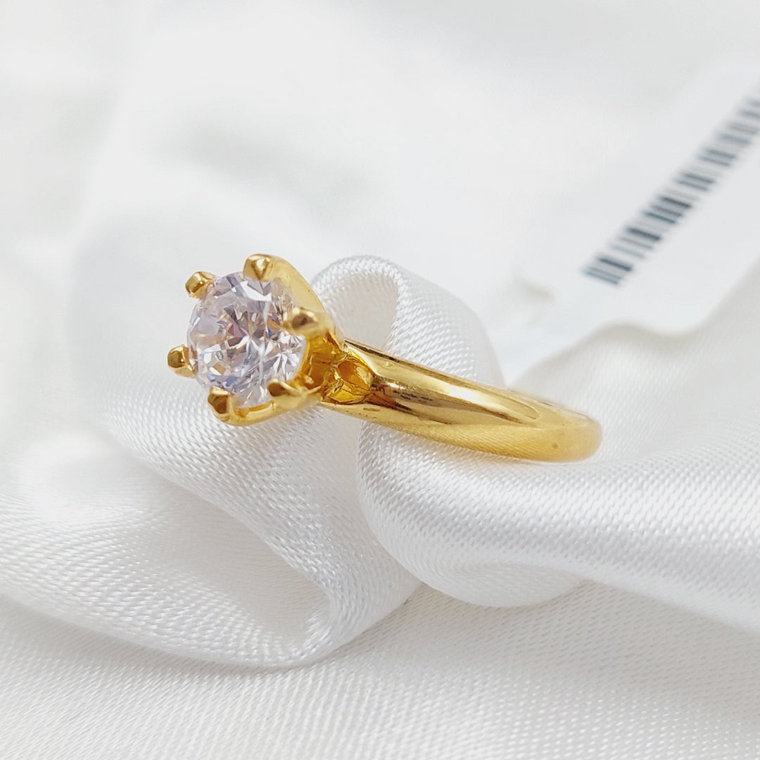 21K Solitaire Engagement Ring Made of 21K Yellow Gold by Saeed Jewelry-26557