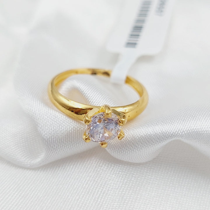 21K Solitaire Engagement Ring Made of 21K Yellow Gold by Saeed Jewelry-26557