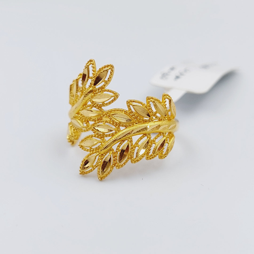 21K Spike Ring Made of 21K Yellow Gold by Saeed Jewelry-خاتم-ورقة-الشجر