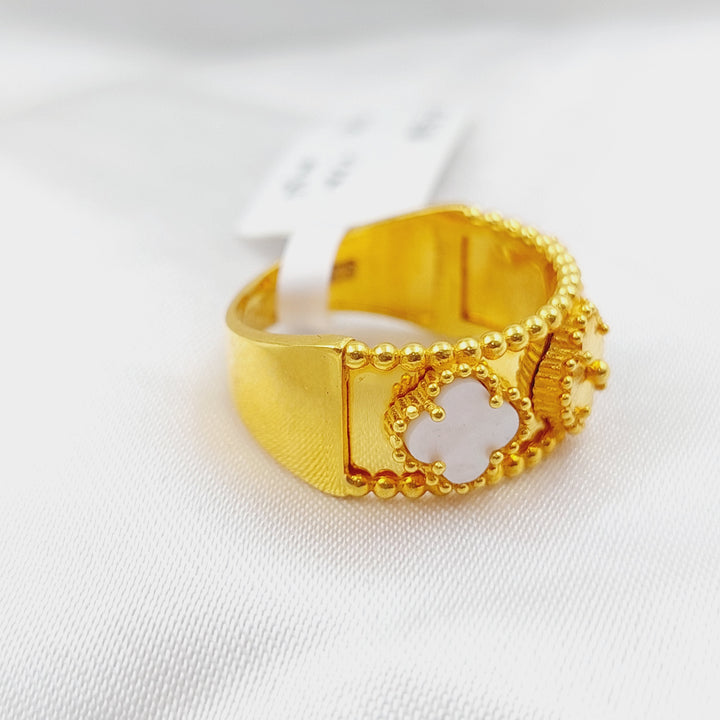 21K Starr Ring Made of 21K Yellow Gold by Saeed Jewelry-خاتم-فانكليف-محجر-2