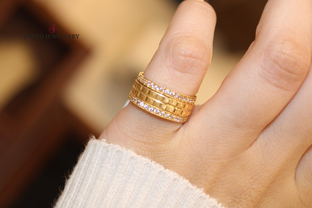 21K Stone Wedding Ring Made of 21K Yellow Gold by Saeed Jewelry-10060