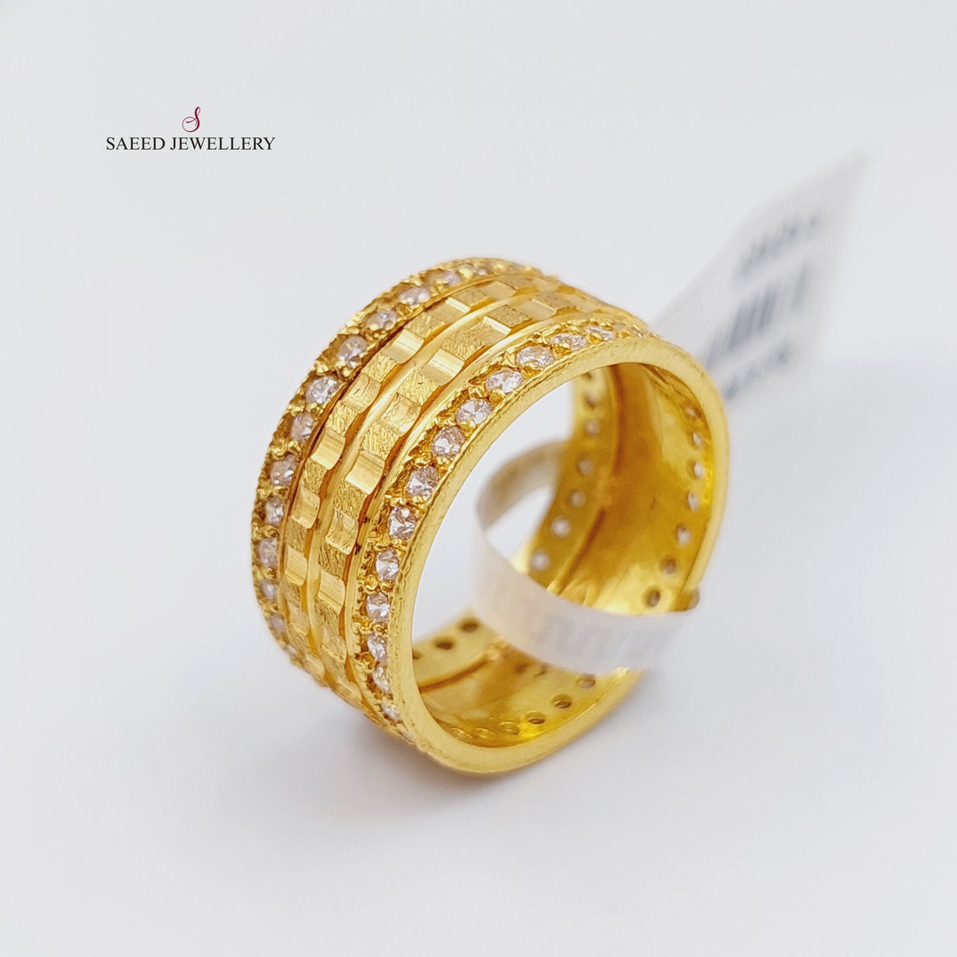 21K Stone Wedding Ring Made of 21K Yellow Gold by Saeed Jewelry-10060